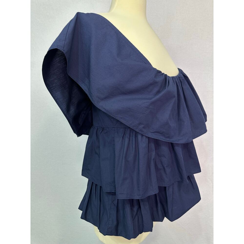 Maeve Anthropologie Navy Tiered Ruffle Off Shoulder Top Plus Size 1X - Picture 7 of 13